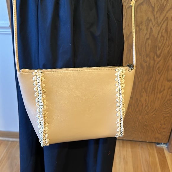 A New Day black dress size medium with a tan Universal Thread cross body purse. - Picture 9 of 16